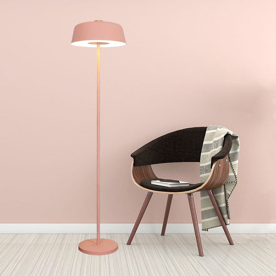Nordic Style Floor Lamp - Barn Shade Single Light Metallic Pink/Yellow Finish Pink