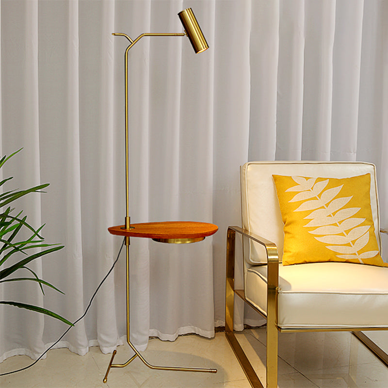Modern Led Gold Standing Floor Lamp For Living Room - Tubular Metal Design
