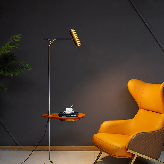 Modern Led Gold Standing Floor Lamp For Living Room - Tubular Metal Design