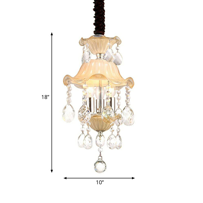 Modern Clear Crystal Flower Chandelier - 3-Light Corridor Ceiling Lamp