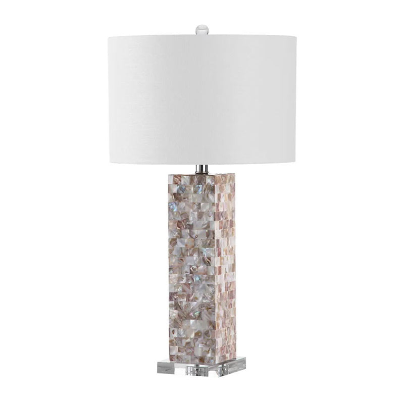 Valeria - Country Style Checkered Shell Night Lamp with White Shade