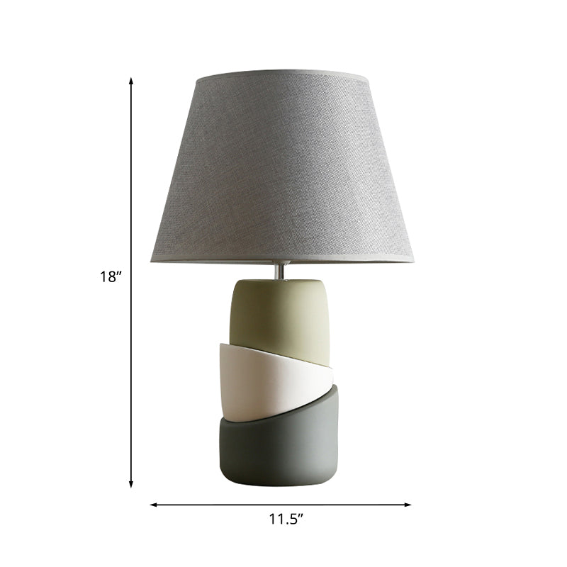 Rustic Grey Ceramic Table Lamp With Conic Shade - 1 Head Night Stand Light