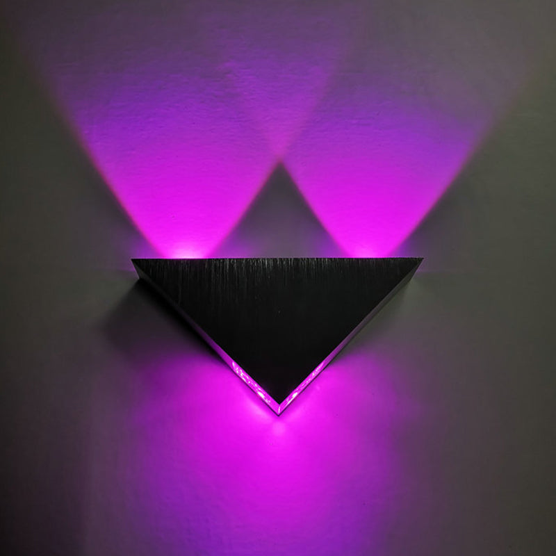 Minimalistic Triangular Led Wall Sconce In Brushed Silver With Multi-Colored/Blue/Red Light / Multi