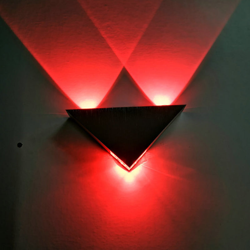 Minimalistic Triangular Led Wall Sconce In Brushed Silver With Multi-Colored/Blue/Red Light