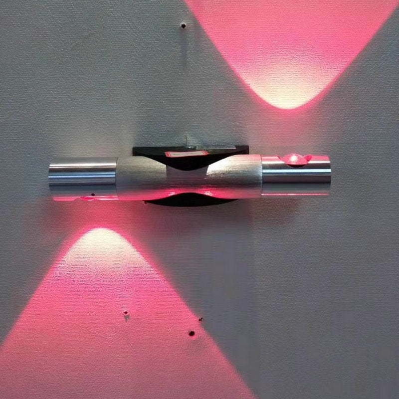 Modern Metallic Led Sconce Wall Light In Brushed Silver With Red/Blue/Yellow Lighting / Purple