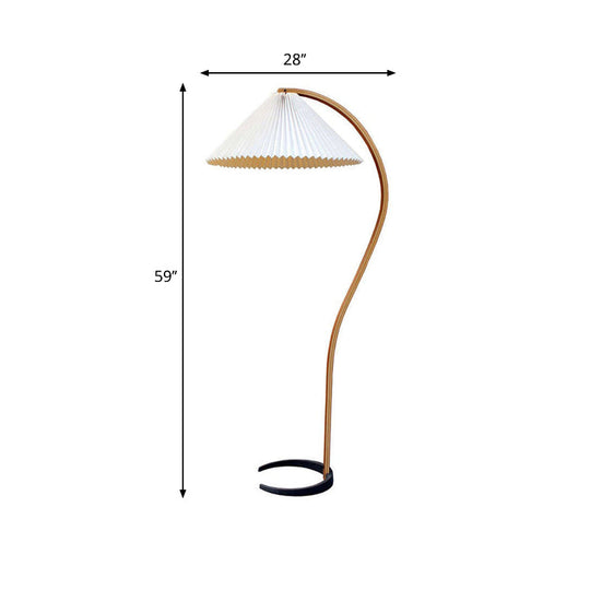 Modern White Bedside Floor Lamp With Fabric Shade
