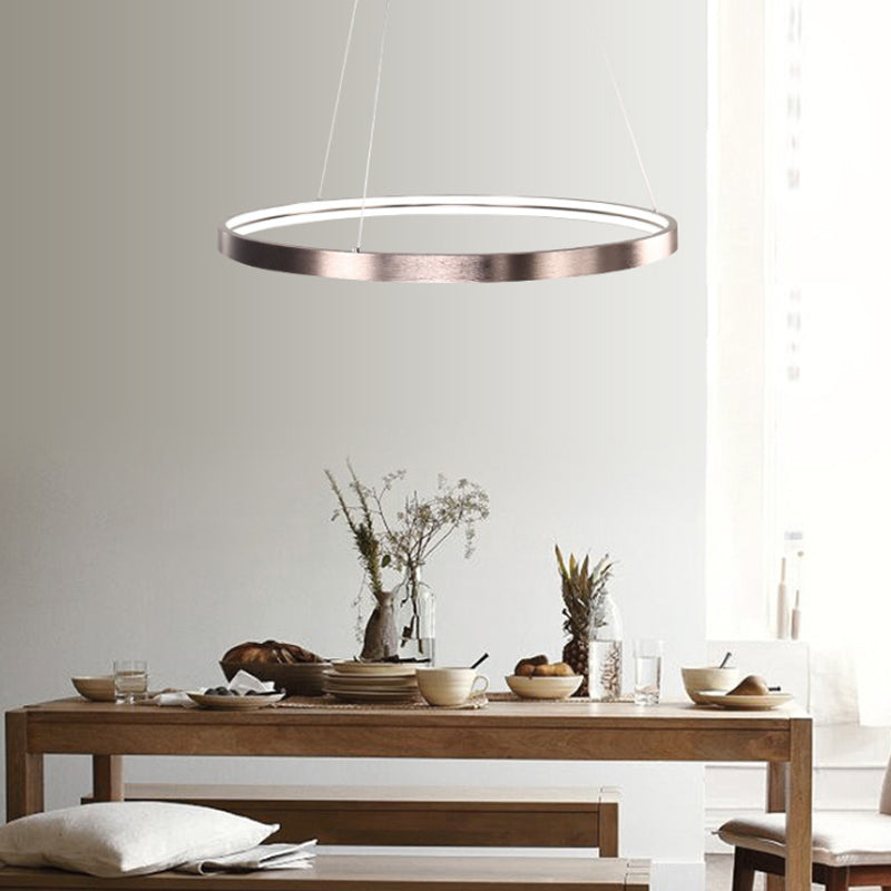 Modern Led Chandelier Light - 16/23.5/31.5 Dia Acrylic Shade Brown Ring Warm/White/Natural