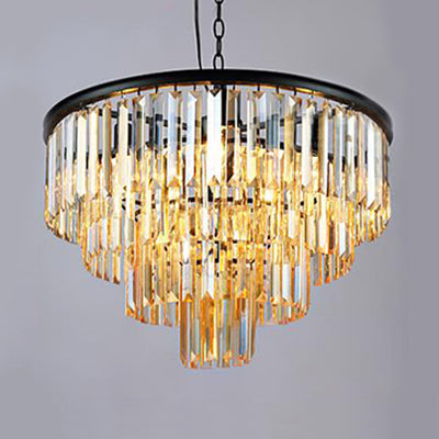 Modern Led Tiered Crystal Chandelier For Bedroom - Amber/Smoke Gray 19.5/23.5 Wide Amber / 23.5