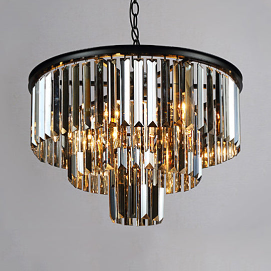 Modern Led Tiered Crystal Chandelier For Bedroom - Amber/Smoke Gray 19.5/23.5 Wide Smoke / 19.5