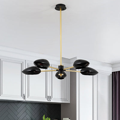 Contemporary Ellipse Dining Room Hanging Light Fixture - Metal 5/6/8 Lights Black/White Chandelier