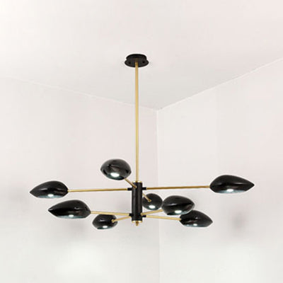 Contemporary Ellipse Dining Room Hanging Light Fixture - Metal 5/6/8 Lights Black/White Chandelier 8