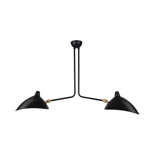Modern Metal Duckbill Hanging Lamp, Black Chandelier with 2/3/5 Lights for Living Room