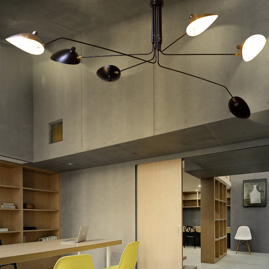 Modern Metal Duckbill Hanging Lamp, Black Chandelier with 2/3/5 Lights for Living Room