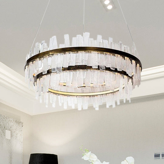 Modern 1/2 Lights Living Room Crystal Chandelier With Gold Led Suspension Pendant