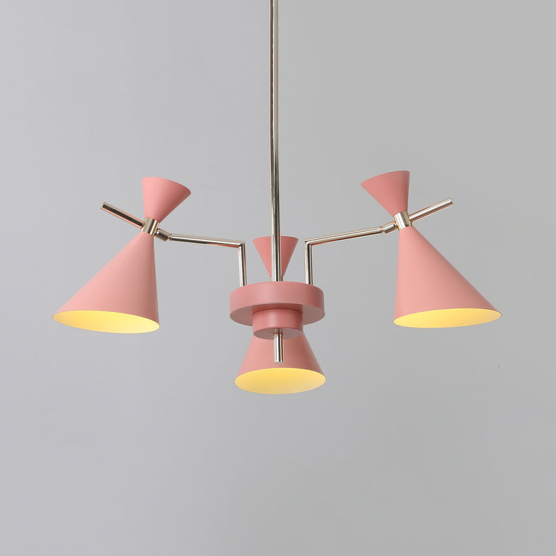 Nordic Bi-Conical Pendant Chandelier - 3/6 Lights Black/White/Pink Dining Room Lighting Fixture 3 /
