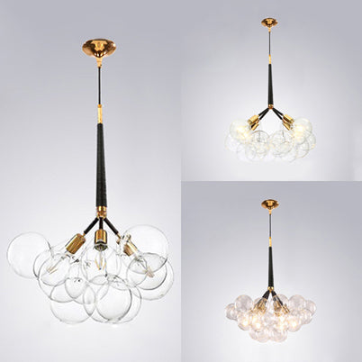 Contemporary Globe Glass Chandelier Lighting - 3/4/6 Lights Black/White Led Ceiling Lamp