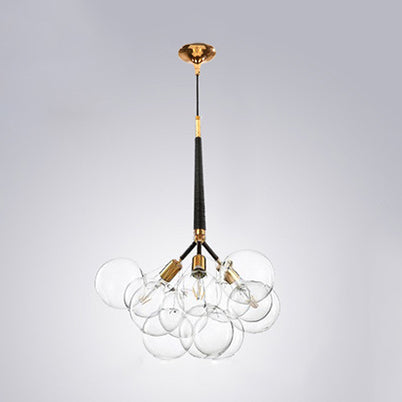 Contemporary Globe Glass Chandelier Lighting - 3/4/6 Lights Black/White Led Ceiling Lamp 3 / Black