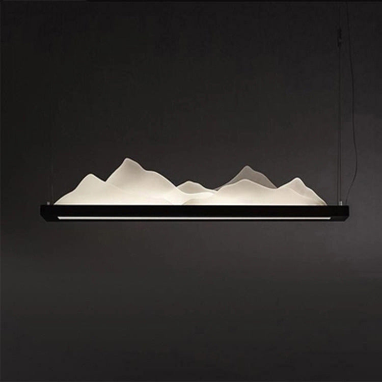 Chinese 1-Light Black Mountain-Shaped Pendant Chandelier Acrylic Shade Study Room Décor - 31.5/39/47