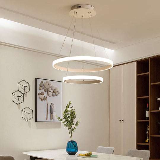 Simple Acrylic Led Pendant Light With Loop Design - Warm/White/Natural Options
