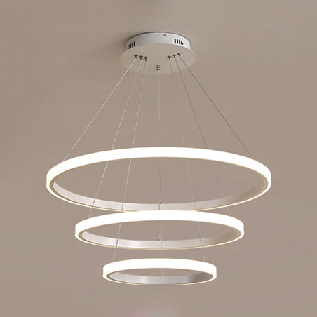 Simple Acrylic Led Pendant Light With Loop Design - Warm/White/Natural Options 3 / White