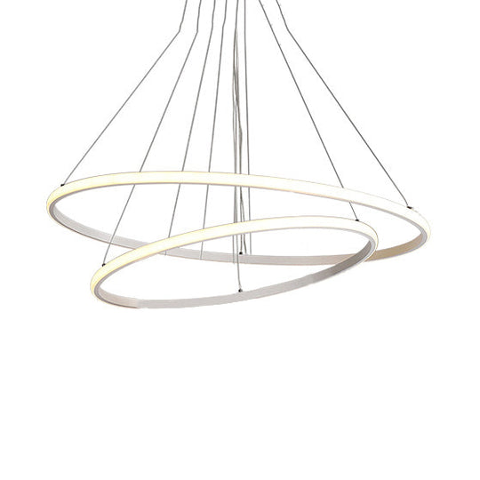 Contemporary Brown Multi-Ring Chandelier With Acrylic Shades - Led Pendant Lights For Living Room