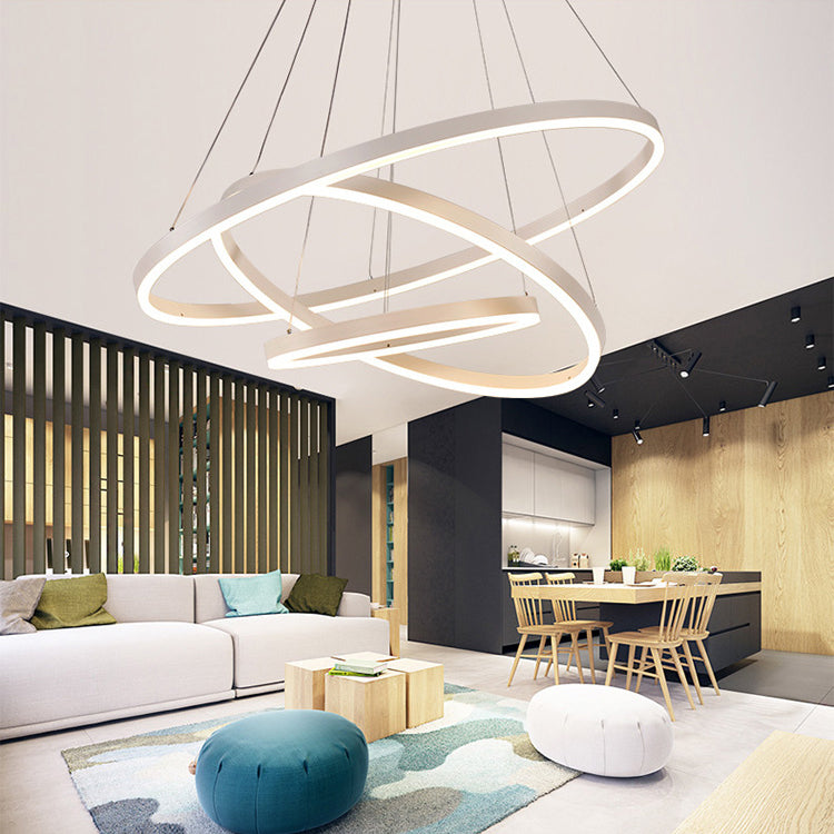 Modern 1/2/3-Light Chandelier Pendant With Acrylic Shade - Brown/Black/White Ceiling Light In