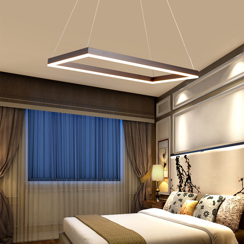 Led Multi-Layer Acrylic Bedroom Chandelier - Minimalist Suspension Pendant In Coffee With