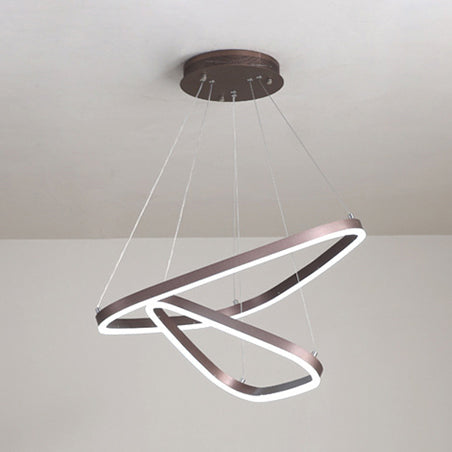 Contemporary Acrylic Led Triangle Pendant Ceiling Chandelier In Warm/White Light 2 / Brown Warm