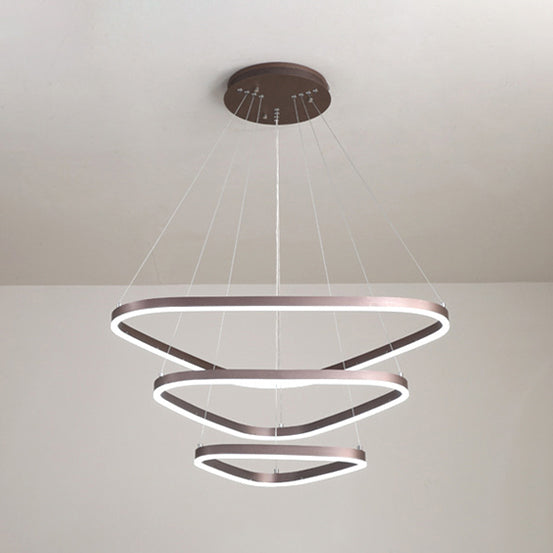 Contemporary Acrylic Led Triangle Pendant Ceiling Chandelier In Warm/White Light 3 / Brown Warm