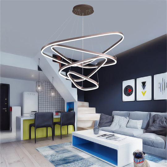 Contemporary Acrylic Led Triangle Pendant Ceiling Chandelier In Warm/White Light