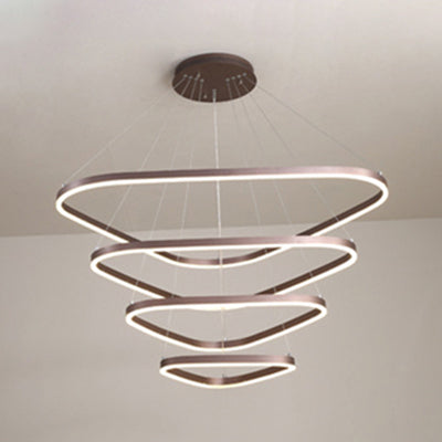 Contemporary Acrylic Led Triangle Pendant Ceiling Chandelier In Warm/White Light 4 / Brown Warm