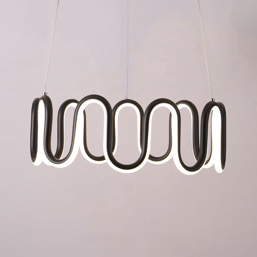Black Curved Led Chandelier Pendant - Simple Design 1/2/3-Head Acrylic Suspension Warm/White Light 1