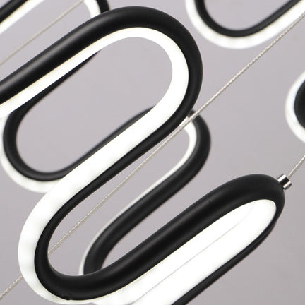 Black Curved Led Chandelier Pendant - Simple Design 1/2/3-Head Acrylic Suspension Warm/White Light