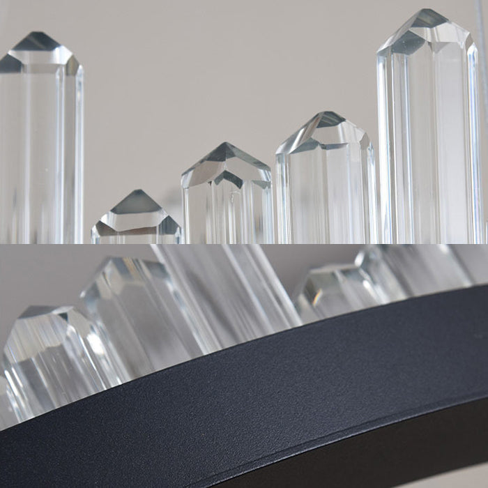 Modern Crystal Pendant Chandelier - Black Rectangular Design With White/Warm Light Dining Room