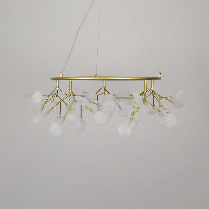 Leaf-Shaped Pendant Lamp: Modern Acrylic Living Room Chandelier In Black/Gold 31.5/35.5 W