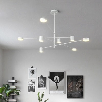 Simple Style Multi-Tier Asymmetrical Chandelier Light With Multiple Head Options - Black/White