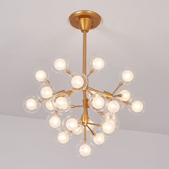 Modern Clear Glass Ball Chandelier Pendant Light - Golden Hanging Lamp For Living Room (25/45