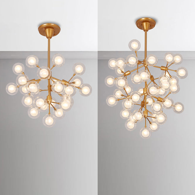 Modern Clear Glass Ball Chandelier Pendant Light - Golden Hanging Lamp For Living Room (25/45