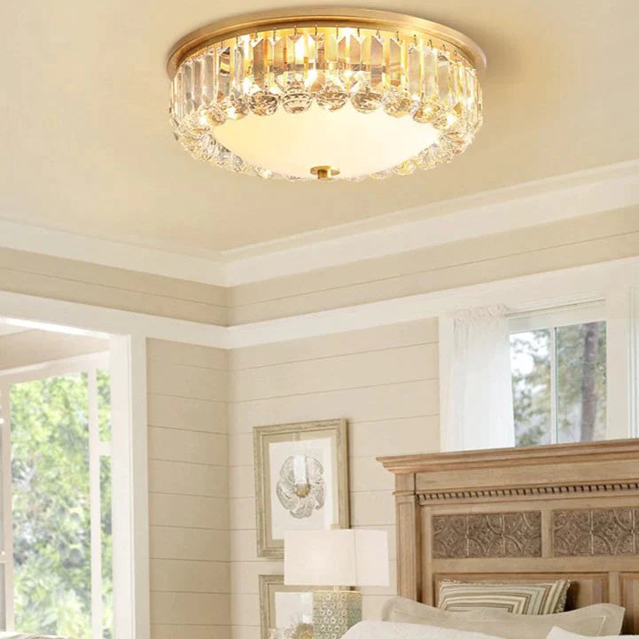 Copper Led Crystal Ceiling Lamp for Bedroom Living Room