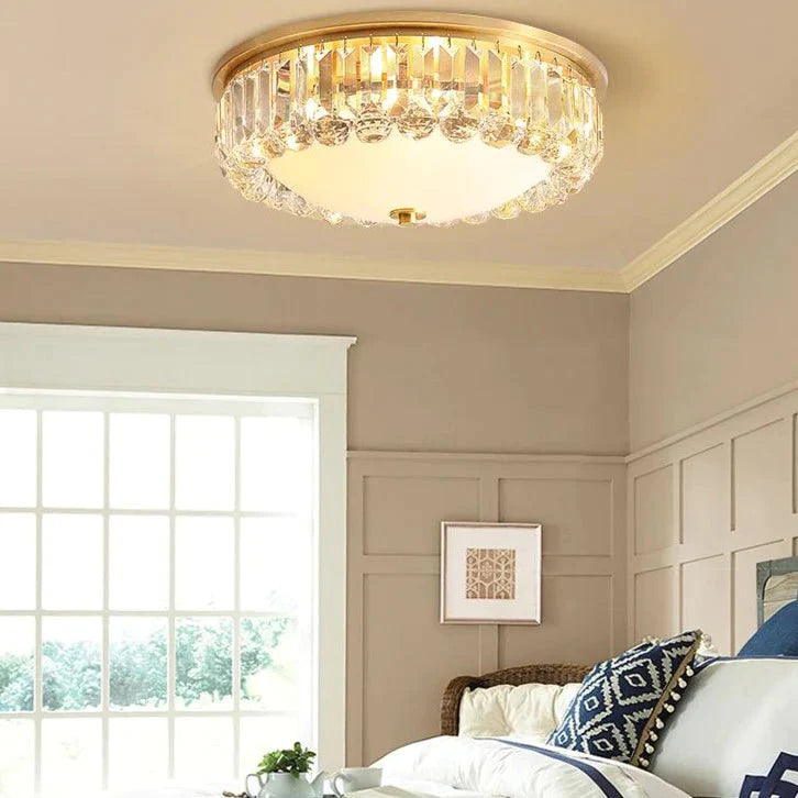 Copper Led Crystal Ceiling Lamp for Bedroom Living Room