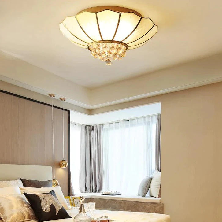 Crystal Living Room Lamp LED All Copper Ceiling Lamp