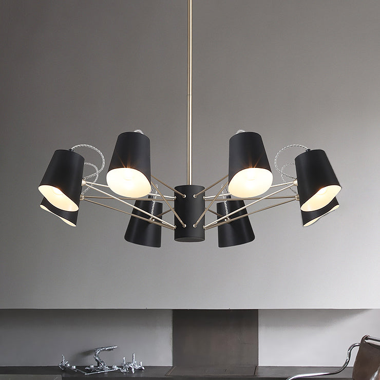 Contemporary Metal Black Chandelier Pendant Light - 3/6/8 Lights Bucket Fixture For Living Room