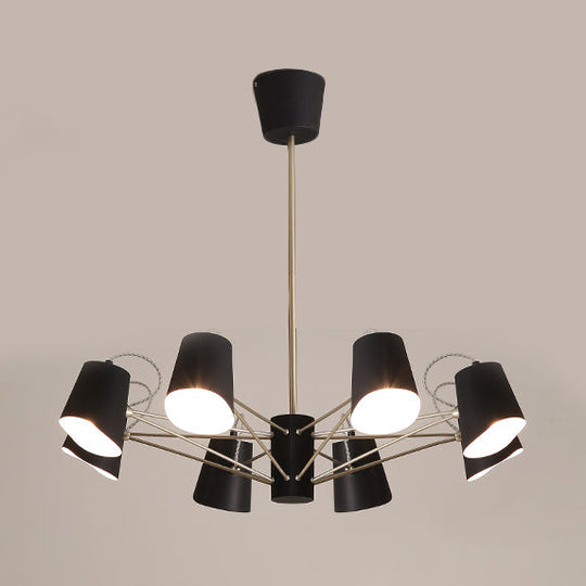 Contemporary Metal Black Chandelier Pendant Light - 3/6/8 Lights Bucket Fixture For Living Room 8 /