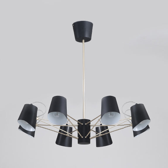 Contemporary Metal Black Chandelier Pendant Light - 3/6/8 Lights Bucket Fixture For Living Room