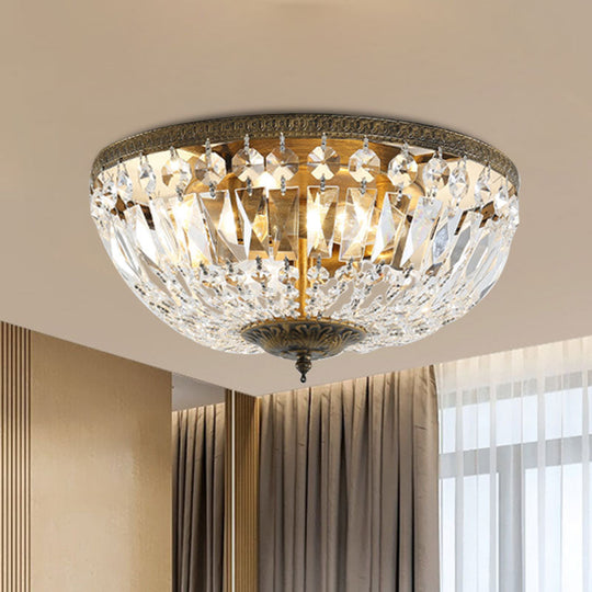 Crystal Dome Flush Mount Ceiling Fixture - Glamorous Bronze Finish Clear / 14