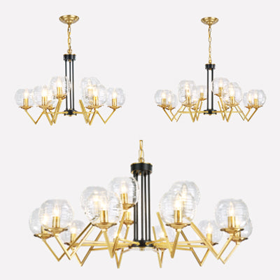 Gold Modern Living Room Chandelier - Elegant Oval Shade Candle Pendant Light