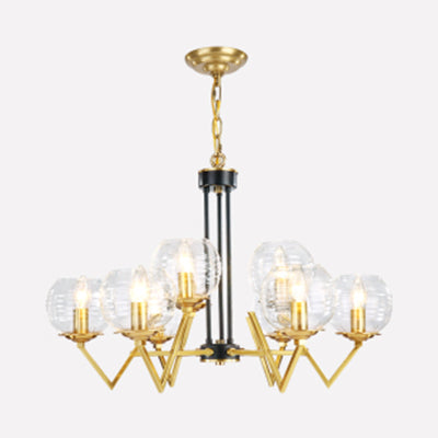 Gold Modern Living Room Chandelier - Elegant Oval Shade Candle Pendant Light 9 /