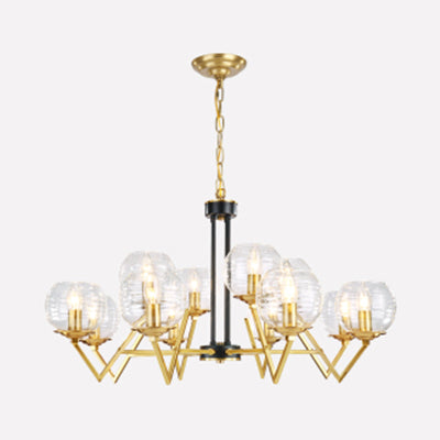 Gold Modern Living Room Chandelier - Elegant Oval Shade Candle Pendant Light 12 /