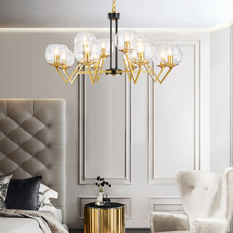 Muriel - Gold Candle Living Room Chandelier with Oval Shade Gold Modern Elegant Pendant Light in Gold Finish