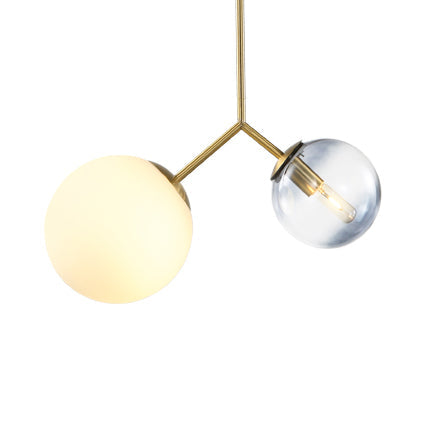 Gold Contemporary Chandelier With Glass Sphere Shade - 2 Lights For Bedroom Or Bathroom